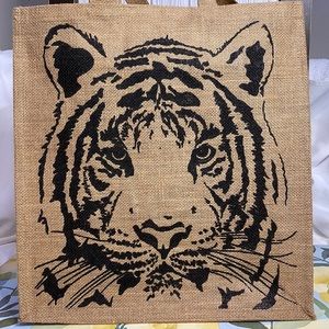 Burlap Tote Bag Large Burlap Tiger Tote